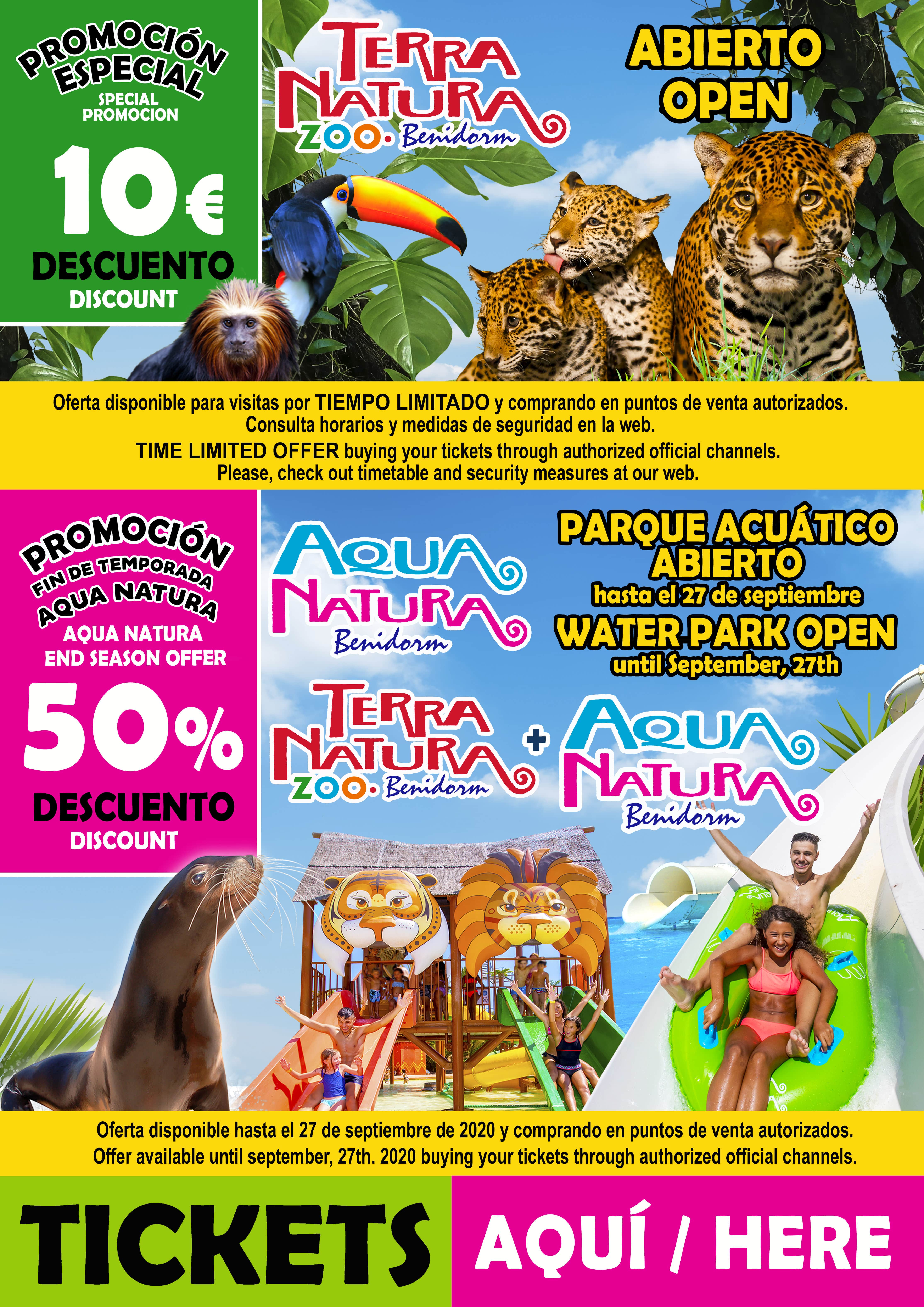 TERRA NATURA & AQUA NATURA OFFERS 2020 - Tickets Terra Natura & Aqua Natura  Benidorm - Venta de entradas